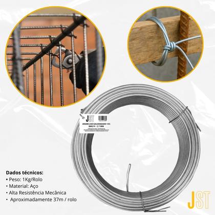 Imagem de Arame Liso Galvanizado - BWG14-2,10MM - 1 KG - JST
