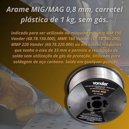 Imagem de Arame MIG 0,8mm Carretel 1KG Sem Gas - Vonder