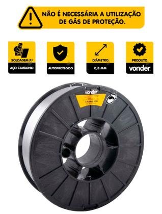 Imagem de Arame Para Solda MIG Sem Gás 0,8 mm Carretel 5KG Vonder