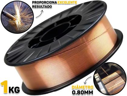 Imagem de Arame Para Soldagens Mig Revestimento Em Cobre 0,80mm Rolo Com 1kg Bramix