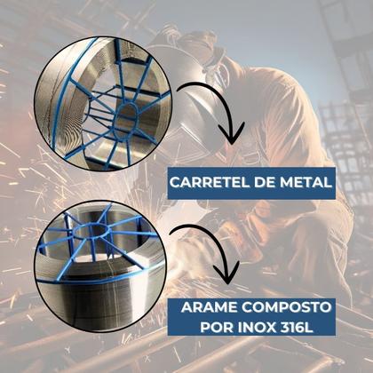Imagem de Arame Solda Mig Inox 316l 1,2mm Uso Com Gás Rolo Com 15kg