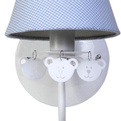 Imagem de Arandela 1 Lâmpada Ursinhos Azul Quarto Bebê Infantil Menino