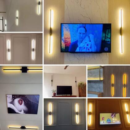 Imagem de Arandela 1m Luminaria Parede Luz Indireta Decoracao Bivolt Preto