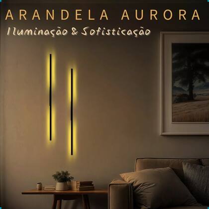 Imagem de Arandela 1m Luminaria Parede Luz Indireta Decoracao Bivolt Preto