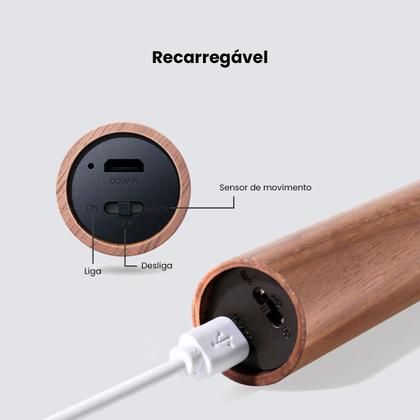 Imagem de Arandela Cabeceira Led Recarregável Usb Adesiva Magnética