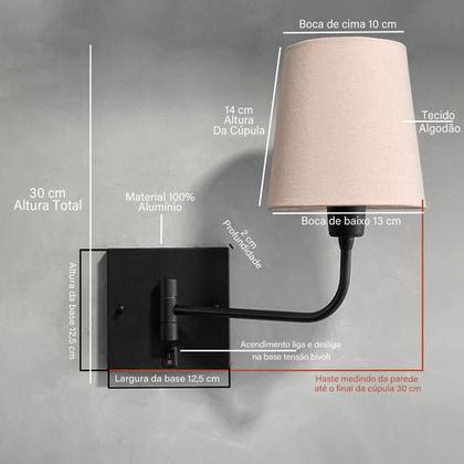 Imagem de Arandela de Parede Articulável Com Interruptor Com cúpula Decoração Casa e Sala, Quarto Cabeceira e Cama, Corredor, Escritório