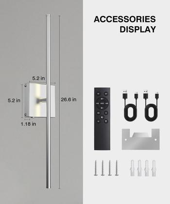 Imagem de Arandela de parede CASGAL Wireless LED 26,6", pacote com 2