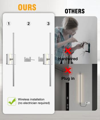 Imagem de Arandela de parede CASGAL Wireless LED 26,6", pacote com 2