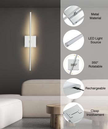Imagem de Arandela de parede CASGAL Wireless LED 26,6", pacote com 2