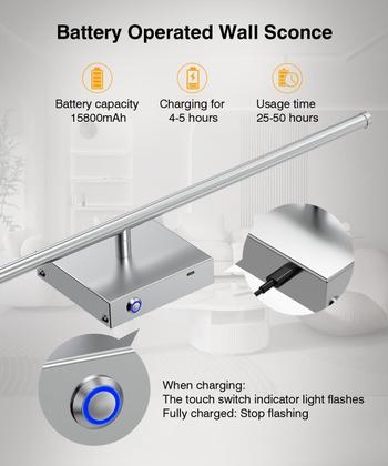 Imagem de Arandela de parede CASGAL Wireless LED 26,6", pacote com 2