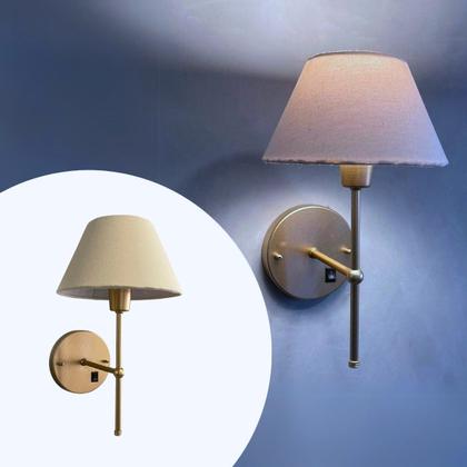 Imagem de Arandela De Parede Clássica Chumbo Com Interruptor e Cúpula branca e lâmpada branco frio Sala Quarto Dormitório, Banheiro, Escritório