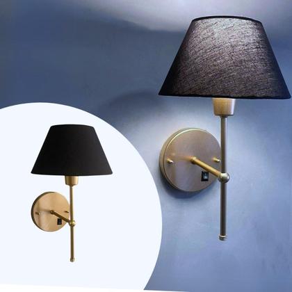 Imagem de Arandela De Parede Clássica Chumbo Com Interruptor e Cúpula branca e lâmpada branco frio Sala Quarto Dormitório, Banheiro, Escritório