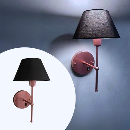 Imagem de Arandela De Parede Clássica Chumbo Com Interruptor e Cúpula branca e lâmpada branco frio Sala Quarto Dormitório, Banheiro, Escritório