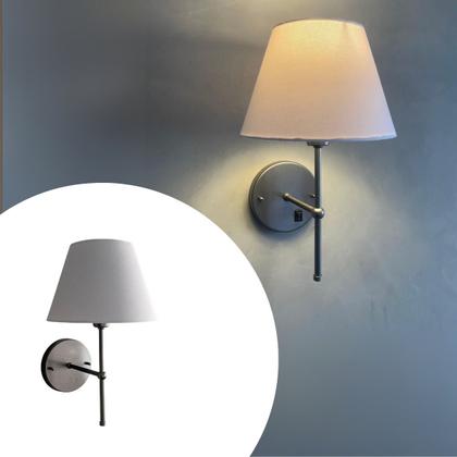 Imagem de Arandela de Parede Clássica Interna Com Interruptor Com Cúpula Ref 19 Com Lâmpada Branco Quente Para Sala, Quarto, Cabeceira e Cama