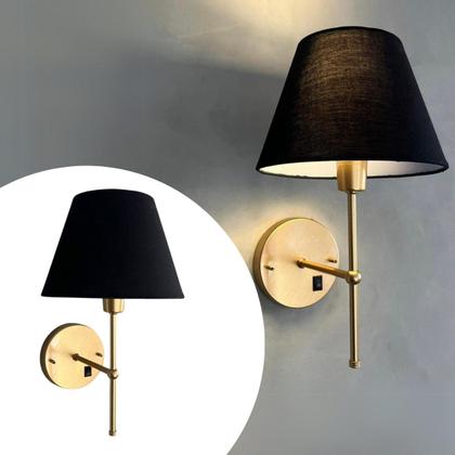 Imagem de Arandela de Parede Clássica Interna Com Interruptor Com Cúpula Ref 19 Com Lâmpada Branco Quente Para Sala, Quarto, Cabeceira e Cama