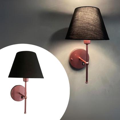 Imagem de Arandela de Parede Clássica Interna Com Interruptor Com Cúpula Ref 19 Com Lâmpada Branco Quente Para Sala, Quarto, Cabeceira e Cama