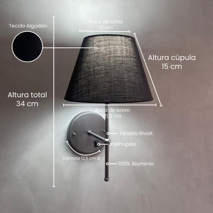 Imagem de Arandela De Parede Clássica interna de Chumbo Com Interruptor e Cúpula Rer 19 com Lâmpada Branco Frio