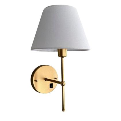 Imagem de Arandela de Parede Clássico com Interruptor E Cúpula Algodão com Lâmpada Branco Quente Para Sala, Quarto, Corredor, banheiro