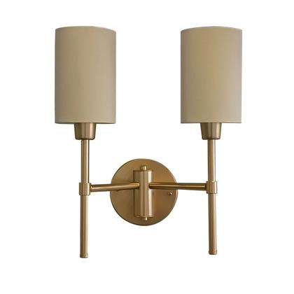 Imagem de Arandela de Parede Imperial Clássica Alumínio Com 2 Cúpula de algodão Cilíndrica Para Corredor, Sala, Quarto, Cabeceira