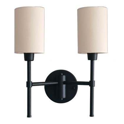 Imagem de Arandela de Parede Imperial Clássica Alumínio Com 2 Cúpula de algodão Cilíndrica Para Corredor, Sala, Quarto, Cabeceira