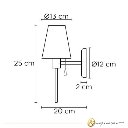 Imagem de Arandela De Parede Toucheiro String E27 Com Cúpula Tecido Moderno Vintage