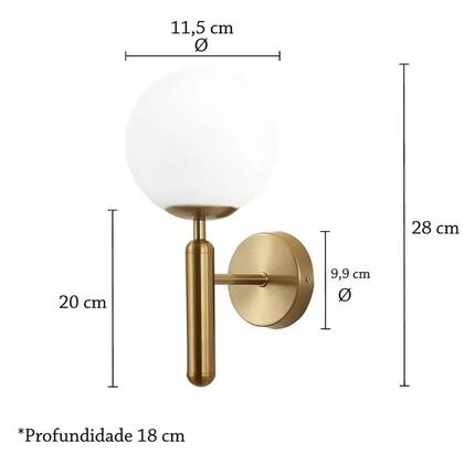 Imagem de Arandela Dourada Globo 90º LED 7W Cor Ajustável Bivolt
