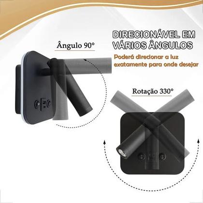 Imagem de Arandela Led 8w Cabeceira Parede Leitura Articulada Quarto