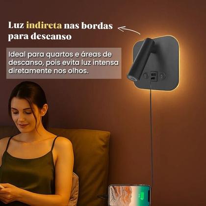 Imagem de Arandela Led 8w Cabeceira Parede Leitura Articulada Quarto