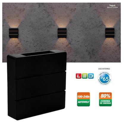 Imagem de Arandela Led Externa De Parede Pilar 6w Preto Moderno Muro IP65 Taschibra