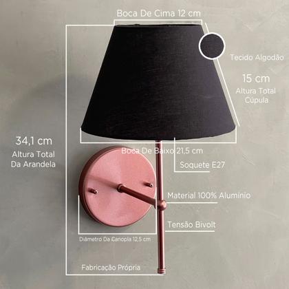 Imagem de Arandela luminaria De Parede Clássica Com Cúpula Ref 19 algodão Para Decoração iluminação de Casa