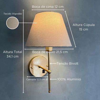 Imagem de Arandela Luminária De Parede Clássica Com Interruptor Cúpula Cone Ref 19 Para Decoração Casa e Sala, Quarto Cama e Cabeceira, Corredor, lavabo