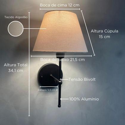 Imagem de Arandela Luminária De Parede Clássica Com Interruptor Cúpula Cone Ref 19 Para Decoração Casa e Sala, Quarto Cama e Cabeceira, Corredor, lavabo