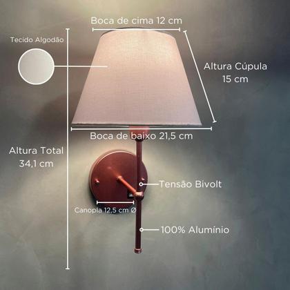 Imagem de Arandela Luminária De Parede Clássica Com Interruptor Cúpula Cone Ref 19 Para Decoração Casa e Sala, Quarto Cama e Cabeceira, Corredor, lavabo