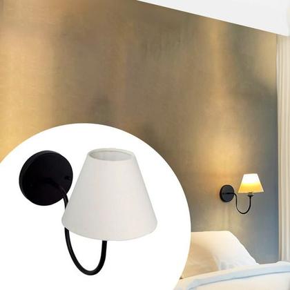 Imagem de Arandela luminária de Parede Clássica Curvada Alumínio Com Cúpula algodão Decoração Iluminação Casa