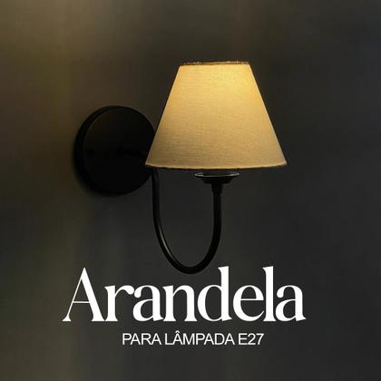 Imagem de Arandela luminária de Parede Clássica Curvada Alumínio Com Cúpula algodão Decoração Iluminação Casa