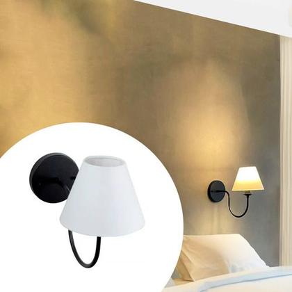 Imagem de Arandela luminária de Parede Clássica Curvada Alumínio Com Cúpula algodão Decoração Iluminação Casa