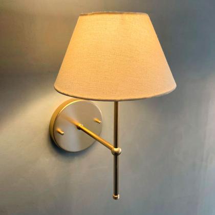 Imagem de Arandela Luminaria de Parede Classica de Sala ou Quarto Com Cupula Tecido Algodao Bivolt