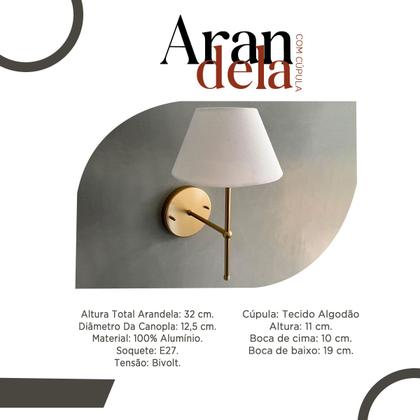 Imagem de Arandela Luminaria de Parede Classica de Sala ou Quarto Com Cupula Tecido Algodao Bivolt