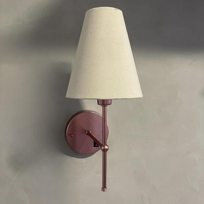 Imagem de Arandela Luminária De Parede Com Interruptor Rose Gold Com Cúpula Bege
