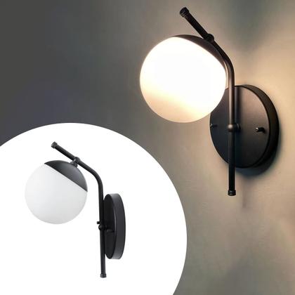 Imagem de Arandela luminaria de Parede Moderna Inclinada Com Interruptor ou Sem Interruptor Com Globo Vidro 10cm Decoração Iluminação