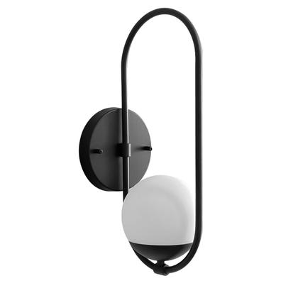 Imagem de Arandela Luminária De Parede Oval Jabuticaba Preto Com Vidro Globo + Lâmpada Inclusa