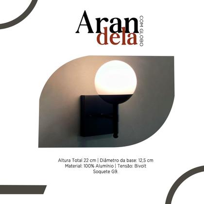 Imagem de Arandela Luminária de Parede Quadrada Moderno Com Vidro Globo 12cm Para Corredor, Quarto ou Sala, Cama, Cabeceira