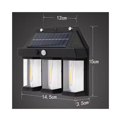 Imagem de Arandela Luz Solar Vintage Luminária Externa de Parede Sensor de Movimento Com 3 Filamentos Led