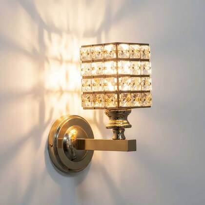 Imagem de Arandela Metal Dourado e Cristal Quadrada 1E27 15cm
