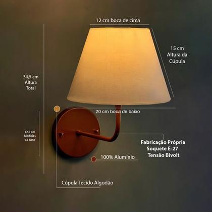 Imagem de Arandela Parede Clássica Curvada 1 Interna Com Cúpula Cônica Decorar Para Casa e Sala, Corredor, Quarto ou Cabeceira