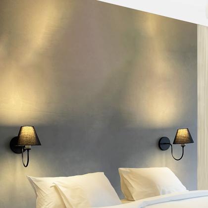 Imagem de Arandela Parede Curvada Clássica Preto Com Cúpula Preto Para Decoração Sala, Corredor, Escritório, Quarto e cabeceira de cama