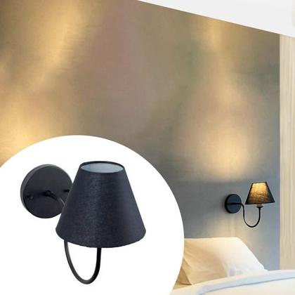Imagem de Arandela Parede Curvada Clássica Preto Com Cúpula Preto Para Decoração Sala, Corredor, Escritório, Quarto e cabeceira de cama
