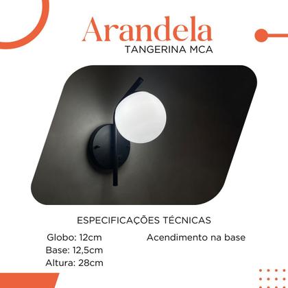 Imagem de Arandela Parede Inclinada Em Aluminio Com Acendimento Na Base Liga e Desliga Com Globo Vidro Fosco 12cm Soquete G9 Tensa