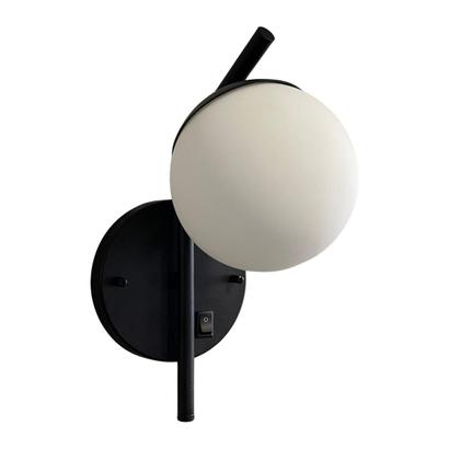 Imagem de Arandela Parede Inclinada Em Aluminio Com Acendimento Na Base Liga e Desliga Com Globo Vidro Fosco 12cm Soquete G9 Tensa