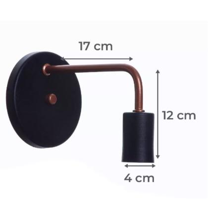Imagem de Arandela Parede Industrial Moderna Curva Preto c/ Cobre E27